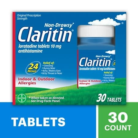 Picture of Claritin Allergy Relief 24 Hour Non-Drowsy Loratadine Antihistamine Allergy Medicine Tablets, 30 Count
