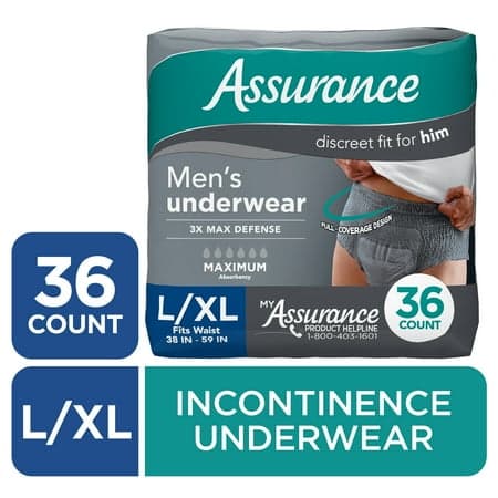 Picture of Assurance Men's Incontinence Underwear, L/XL , Maximum Absorbency (36 Count)
