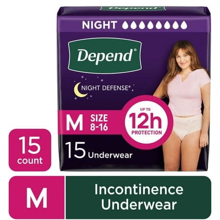 Picture of Depend Night Defense Incontinence Underwear for Women, Adult Diapers, M, 15 Count