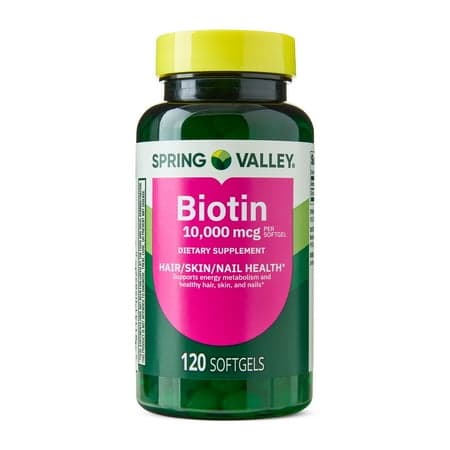 Picture of Spring Valley Biotin Dietary Supplement Softgels for Hair/Skin/Nails Health, 10,000 mcg, 120 Count