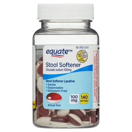 Picture of Equate Stool Softener Laxative Softgels for Constipation, 100 mg, 140 Count, Compare to Colace® Regular Strength Stool Softener Active Ingredient