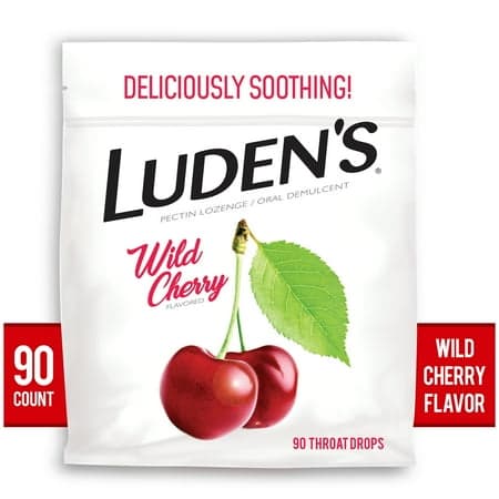 Picture of Luden's Sore Throat Drops, For Minor Sore Throat Relief, Wild Cherry, 90 Count
