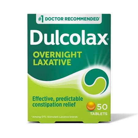Picture of Dulcolax Bisacodyl Stimulant Laxative Pills for Overnight Constipation Relief, 5 mg, 50 Tablets