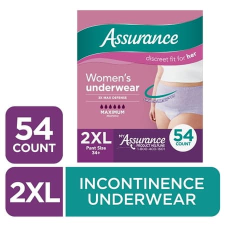 Picture of Assurance Women's Incontinence & Postpartum Underwear, XXL , Maximum Absorbency (54 Count)