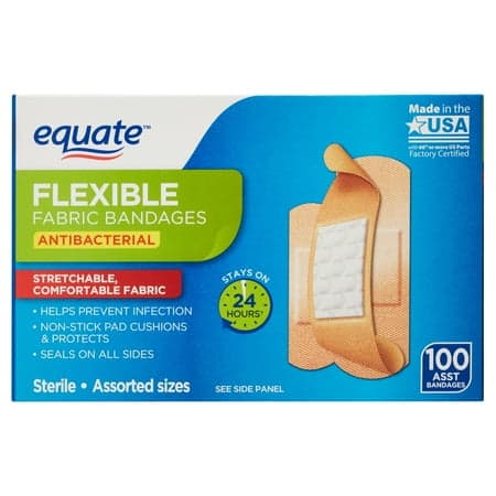 Picture of Equate Antibacterial Flexible Fabric Bandages, 100 Count