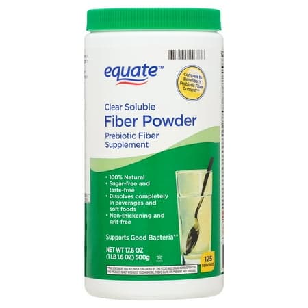 Picture of Equate Sugar Free Fiber Supplement Powder, 17.6 oz, Compare to Benefiber® Prebiotic Fiber Content