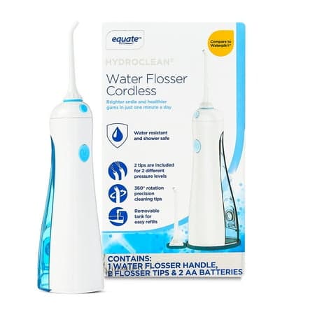 Picture of Equate HydroClean Cordless Water Flosser with Removable Tank, 2 Pressure Cleaning Tips
