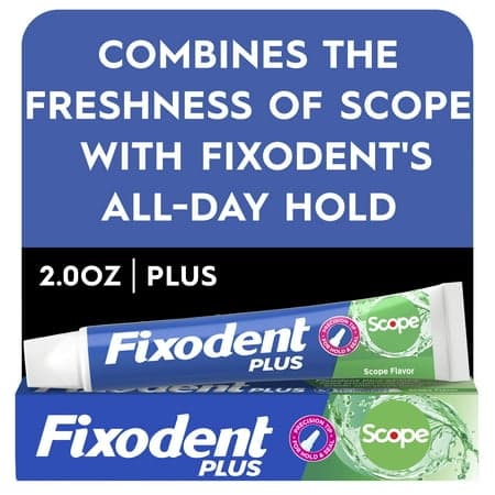 Picture of Fixodent Plus Scope Secure Denture Adhesive Cream, Scope Flavored, 2.0 oz
