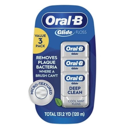 Picture of Oral-B Glide Pro-Health Dental Floss, Deep Clean Waxed Tooth Floss, Cool Mint, 40m, 3 Pack