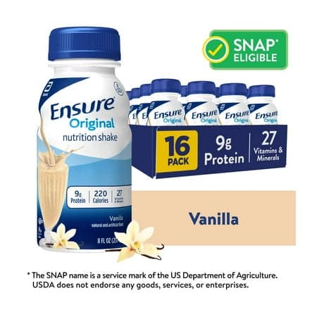 Picture of Ensure Original Nutrition Shake, 9g Protein, Vanilla, 8 fl oz - 16 Pack