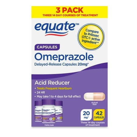 Picture of Equate Omeprazole Delayed-Release Acid Reducer Capsules, 20 mg, 42 Count