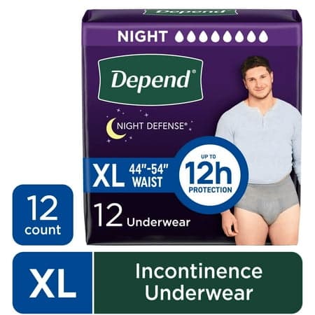 Picture of Depend Night Defense Incontinence Underwear for Men, Adult Diapers, XL, 12 Count