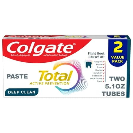 Picture of Colgate Total Active Prevention Deep Clean Toothpaste, Mint, 2 Pack, 5.1 oz