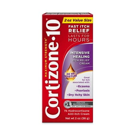 Picture of Cortizone-10 Maximum Strength Intensive Healing Itch Relief Cream, 1% Hydrocortisone, Fast-Acting, Anti-Itch Cream for Bug Bites, Rash, Eczema, Psoriasis, Poison Ivy, Oak, Sumac & More, 2 oz