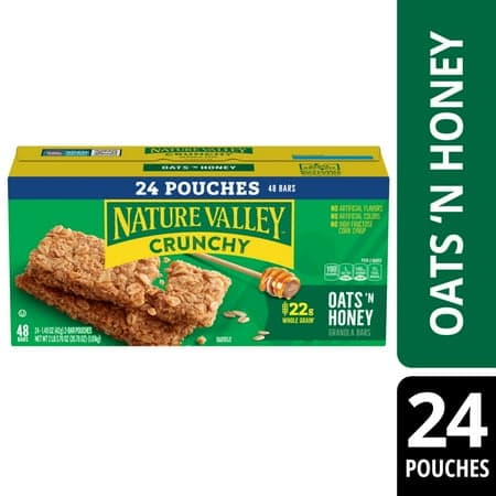 Picture of Nature Valley Crunchy Granola Bars, Oats 'n Honey, 48 Count, 35.76 oz (24 Pouches)