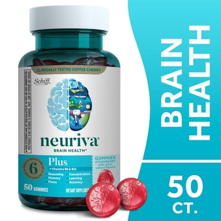 Picture of Neuriva Plus Brain Health Supplement, Vitamins B12 & B6, Support for Memory and Focus, Strawberry, 50ct Gummies