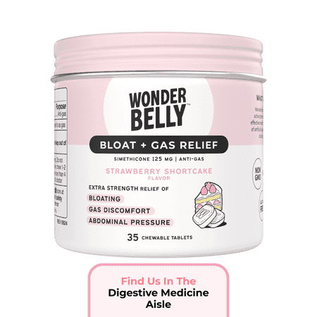Picture of Wonderbelly Bloat and Gas Relief Chewable Tablets, Strawberry Shortcake Flavor, 125 mg, 35 Count