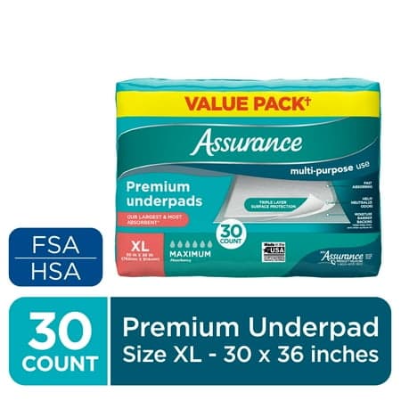 Picture of Assurance Unisex Premium Underpad for Adults, XL , Maximum Absorbency (30 Count)