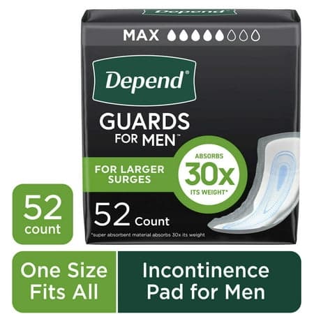 Picture of Depend Guards Incontinence Pads for Men, Maximum Absorbency, 52 Count