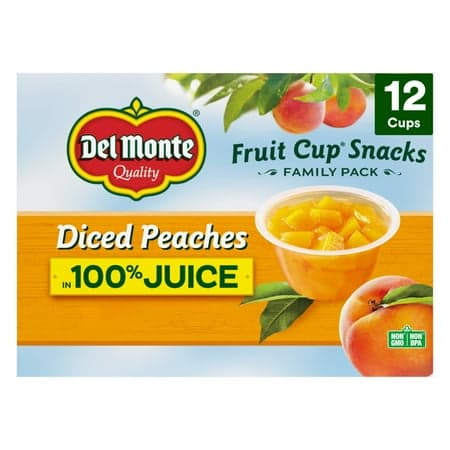 Picture of Del Monte Diced Peaches Fruit Cup Snacks in 100% Fruit Juice