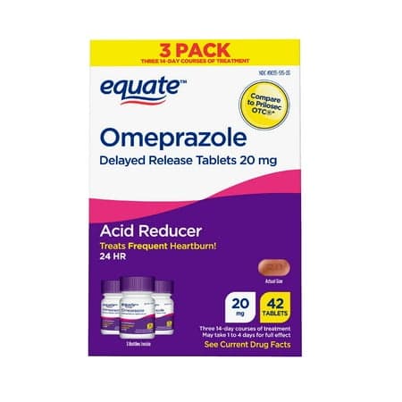 Picture of Equate Omeprazole Delayed Release Tablets 20 mg, Acid Reducer, Frequent Heartburn, 42 Count, Compare to Prilosec OTC