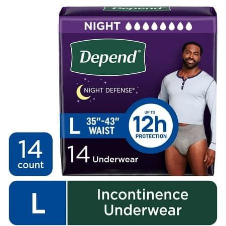 Picture of Depend Night Defense Incontinence Underwear for Men, Adult Diapers, L, 14 Count