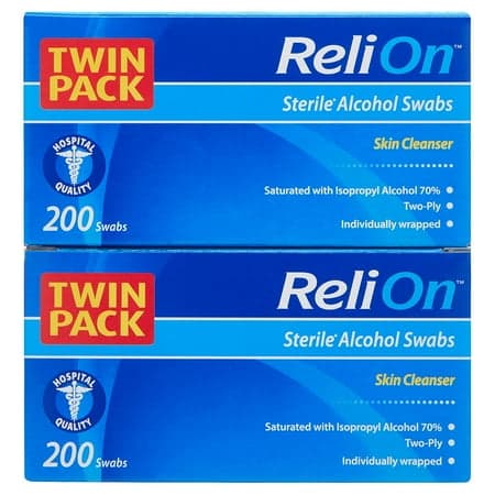 Picture of ReliOn Sterile Alcohol Swabs, Twin Pack, 400 Count