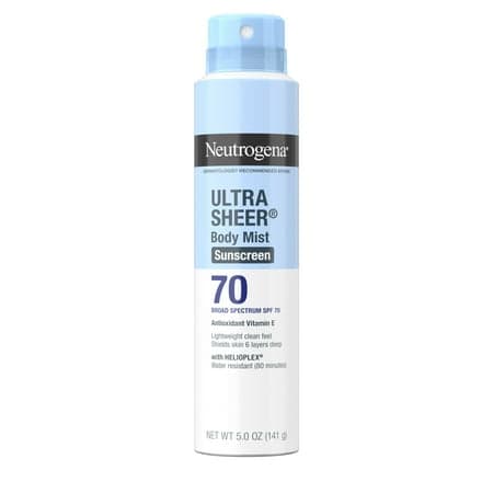 Picture of Neutrogena Ultra Sheer SPF 70 Body Sunscreen Spray, Dry-Touch, Sheer Finish Sun Care, 5 oz