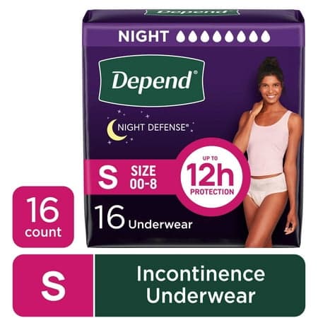 Picture of Depend Night Defense Incontinence Underwear for Women, Adult Diapers, S, 16 Count