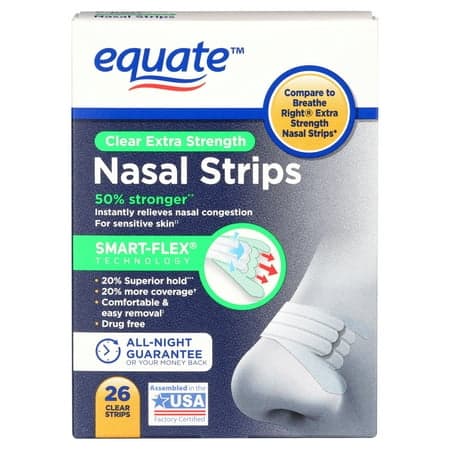 Picture of Equate Extra Strength Clear Nasal Strips, 26 Count, Compare to Breathe Right® Extra Strength Nasal Strips