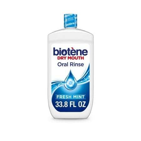 Picture of Biotene Oral Rinse Moisturizing Mouthwash for Dry Mouth Relief, Fresh Mint, 33.8oz