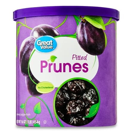 Picture of Great Value Unsweetened Pitted Prunes Canister, 16 oz