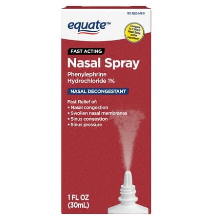 Picture of Equate Nasal Four Nasal Spray 1% Phenylephrine Hydrochloride – Fast-Acting Nasal Decongestant, 1 Fl oz