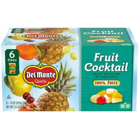 Picture of (6 Cans) Del Monte Fruit Cocktail, 100% Juice, Canned Fruit, 15 oz