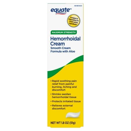 Picture of Equate Hemorrhoidal Cream, Maximum Strength Pain Relief, 1.8 oz, Compare to Preparation H Cream Active Ingredients