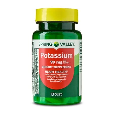 Picture of Spring Valley Potassium Dietary Supplement Caplets for Heart Health, 99 mg, 100 Count