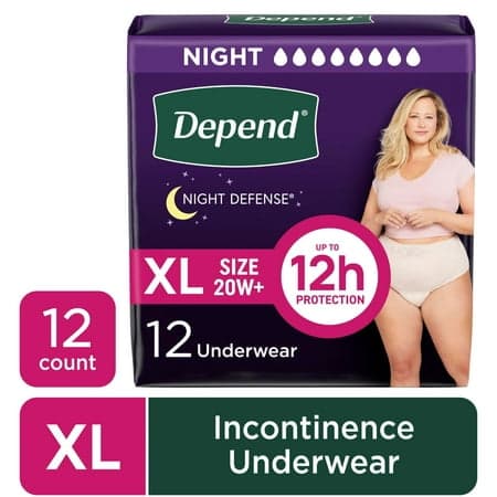 Picture of Depend Night Defense Incontinence Underwear for Women, Adult Diapers, XL, 12 Count