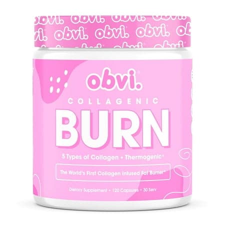 Picture of Obvi Collagenic Burn for Weight Loss, Collagen Peptides Infused Thermogenic Burner, 120 Capsules