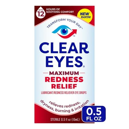Picture of Clear Eyes Maximum Red Eye Relief Lubricant Eye Drops, Daily Use, 0.5 fl oz