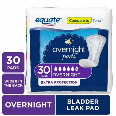 Picture of Equate Women's Overnight Incontinence Pads, Ultimate Absorbency (30 Count), Compare to Tena®