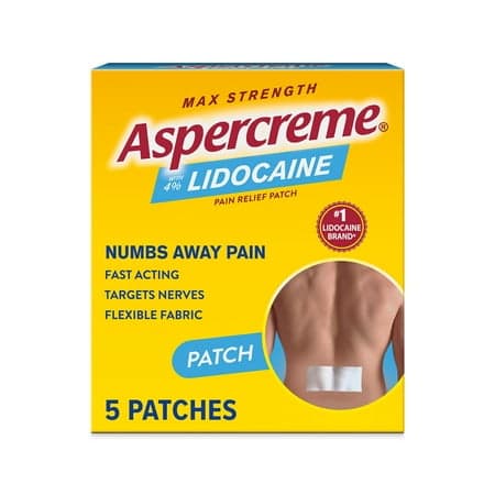 Picture of Aspercreme Max Strength Topical Numbing Pain Reliever Patches, 4% Lidocaine, Odor Free, 5 Count