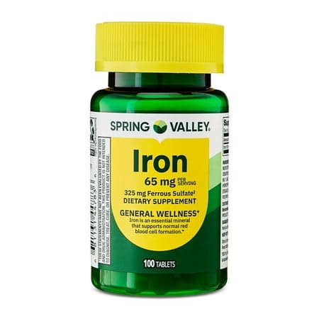 Picture of Spring Valley Iron General Health & Wellness Dietary Supplement Tablets, 65 mg, 100 Count