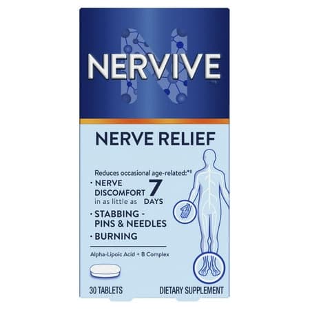 Picture of Nervive Nerve Relief Tablets, Nerve Pain Relief with Vitamin B12 and Alpha Lipoic Acid, 30 Count