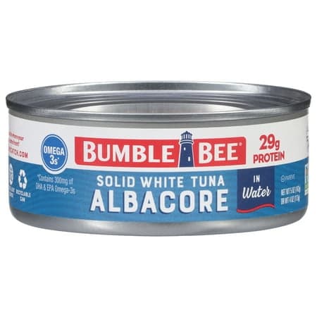 Picture of Bumble Bee Solid White Albacore Tuna in Water, Wild Caught, Gluten Free, 29g Protein per Serving, Ready to Eat, Shelf Stable Can, 5 oz