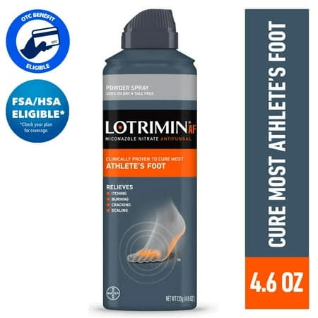 Picture of Lotrimin AF Athlete's Foot Powder Spray, Miconazole Nitrate 2%, Clinically Proven Effective Antifungal Treatment of Most AF, Jock Itch and Ringworm, 4.6 Ounces (133 Grams) Spray Can