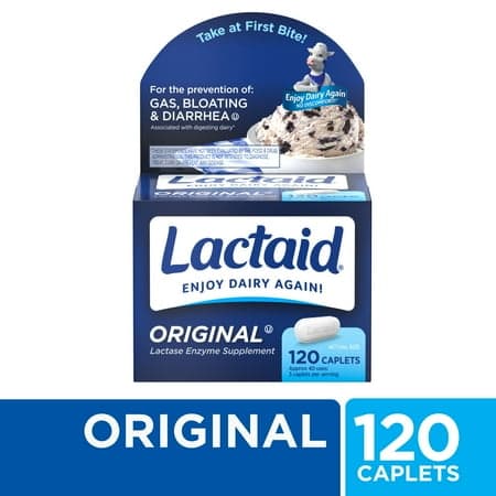 Picture of Lactaid Original Strength Lactose Intolerance Relief Caplets, 120 Count