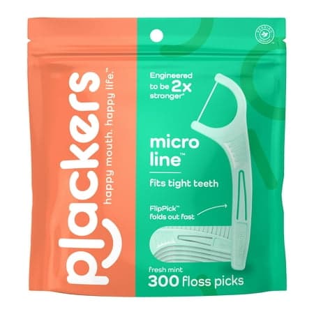 Picture of Plackers Micro Mint Dental Floss Picks, Fresh Mint, 300 Count