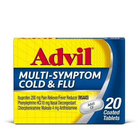 Picture of Advil Multi-Symptom Cold and Flu Medicine Fever Reducer Coated Tablets, 20 Count