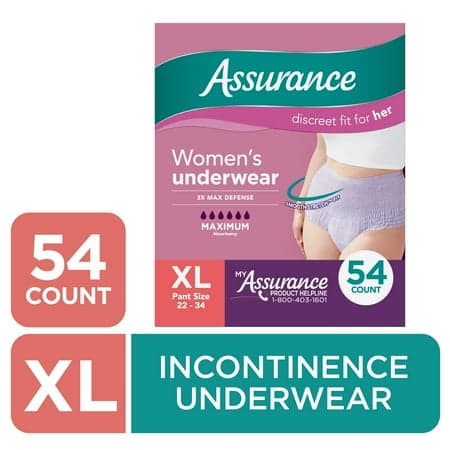 Picture of Assurance Women's Incontinence & Postpartum Underwear, XL , Maximum Absorbency (54 Count)