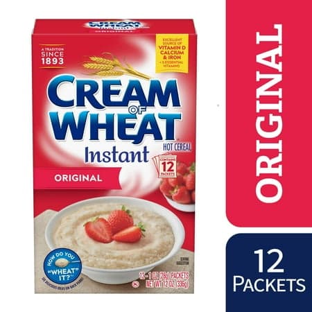 Picture of Cream of Wheat Instant Hot Cereal, Original Flavor, Kosher, Shelf-Stable, 12 Packets